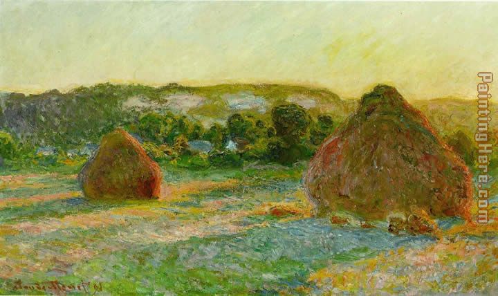 Wheatstacks End of Summer painting - Claude Monet Wheatstacks End of Summer art painting